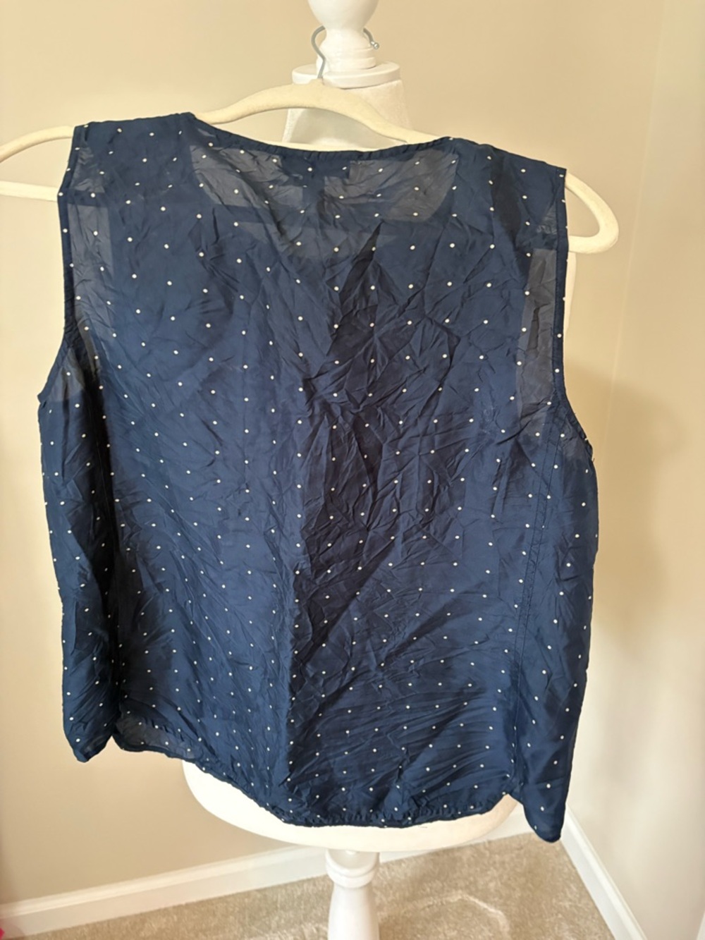 J. Crew Navy Blue Sleeveless Dot-Print Camisole - Picture 3 of 4